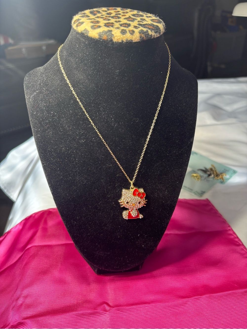 New Gold-Tone Red Hello Kitty Pendant Necklace